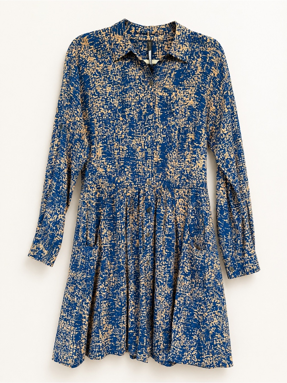 Plenty by Tracy Reese Blue Abstract Print Button Front Shirt Dress M NWOT